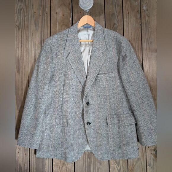 Pendleton Gray Herringbone Sport Coat 48R - Picture 1 of 12
